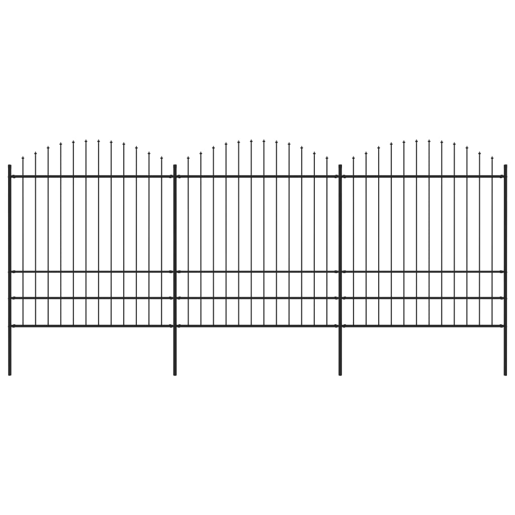 vidaXL Gard de grădină cu vârf suliță, negru, (1,75-2) x 5,1 m oțel vidaXL