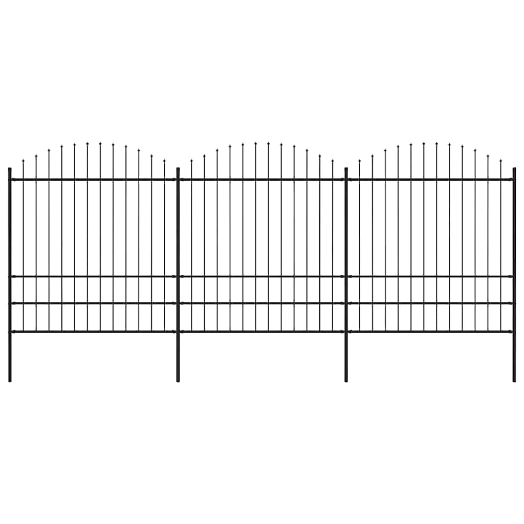 vidaXL Gartenzaun mit Speerspitzen Stahl (1,75 - 2) x 5,1 m Schwarz