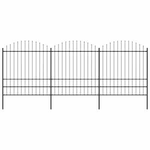 Zahradní plot s kopím nahoře ocelový 537 x 200 cm černý - obrázek 1