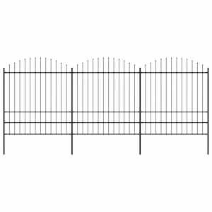 Vrtna ograja s suličastim vrhom jeklo 537x200 cm črna