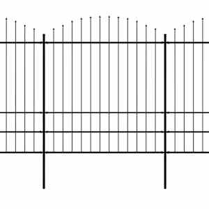 Zahradní plot s kopím nahoře ocelový 537 x 200 cm černý - obrázek 2
