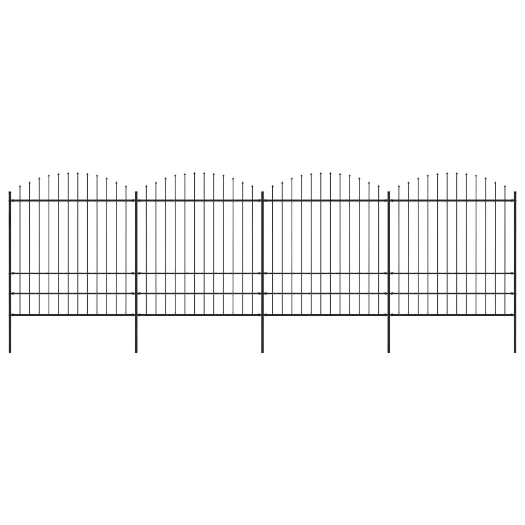 vidaXL Puutarha-aita keihäskärjillä teräs (1,75-2)x6,8 m musta