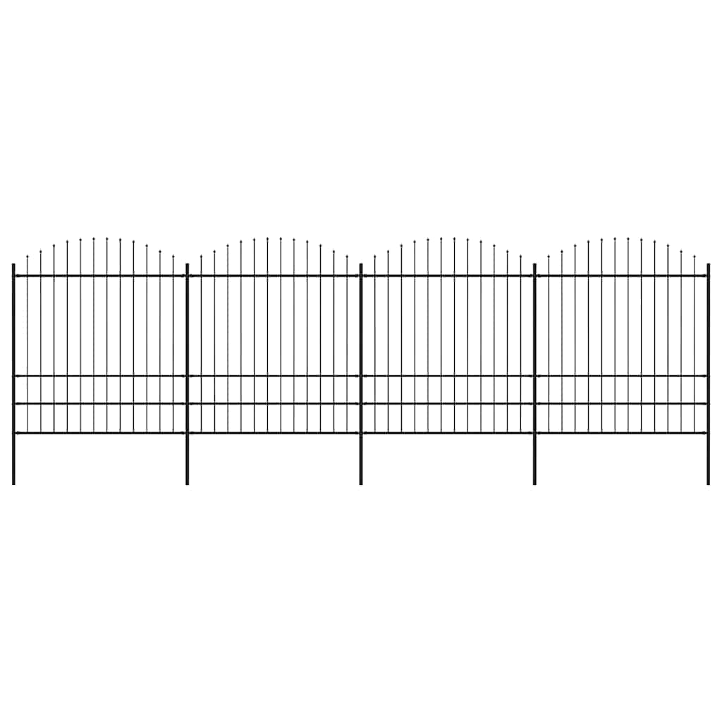 vidaXL Gartenzaun mit Speerspitzen Stahl (1,75 - 2) x 6,8 m Schwarz