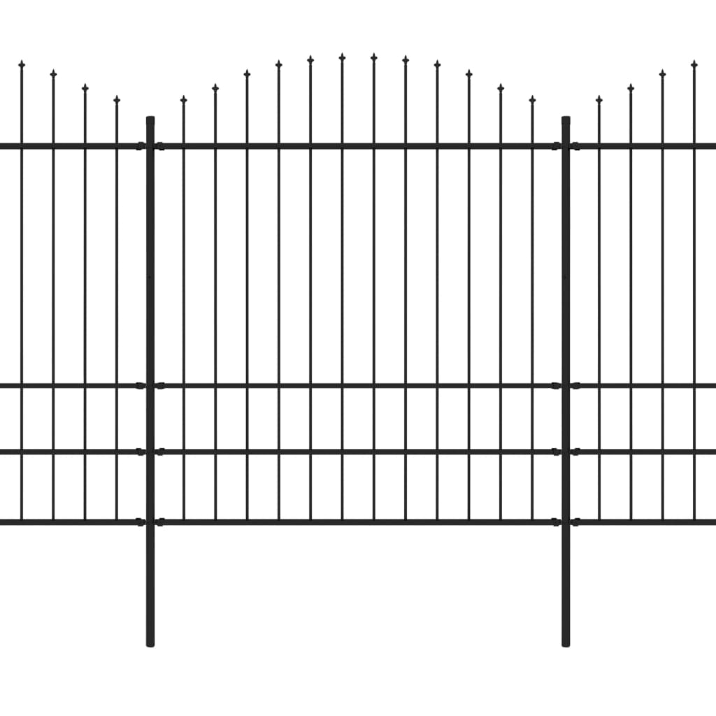 vidaXL Trädgårdsstaket med spjuttopp stål (1,75-2)x6,8 m svart