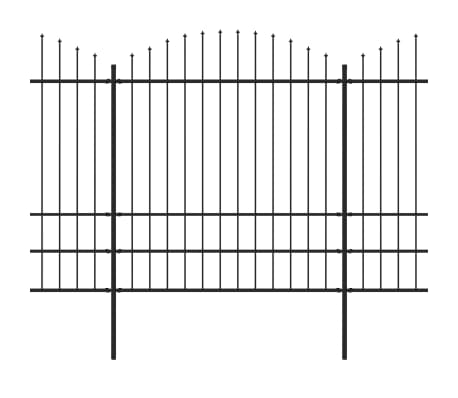vidaXL Valla de jardín con puntas de lanza acero negro (1,75-2)x6,8 m