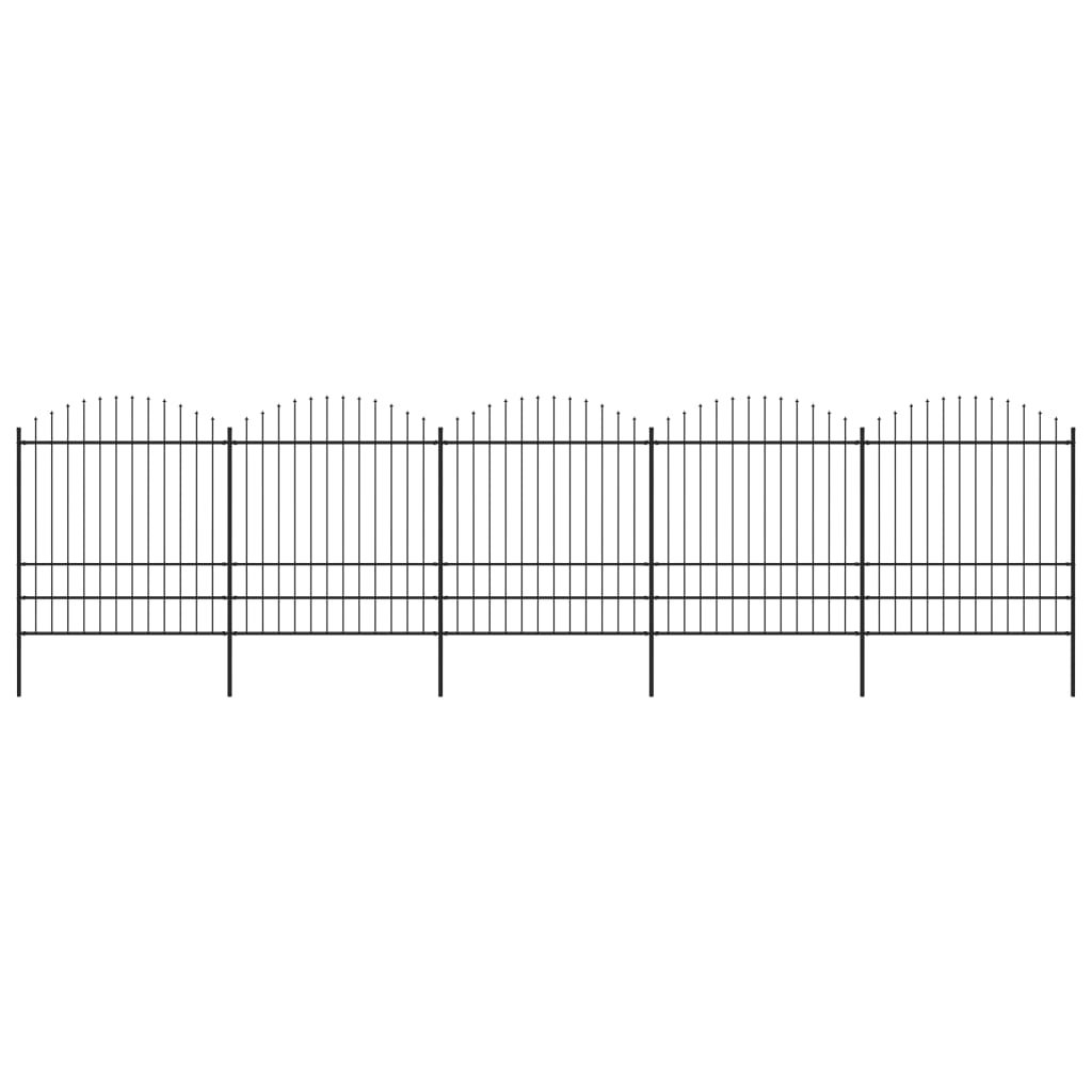 vidaXL Gard de grădină cu vârf suliță, negru, (1,75-2) x 8,5 m oțel vidaxl.ro