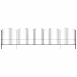 Zahradní plot s kopím nahoře ocelový 892,5 x 200 cm černý - obrázek 1