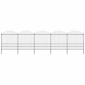 Vrtna ograja s suličastim vrhom jeklo 892,5 x 200 cm črna