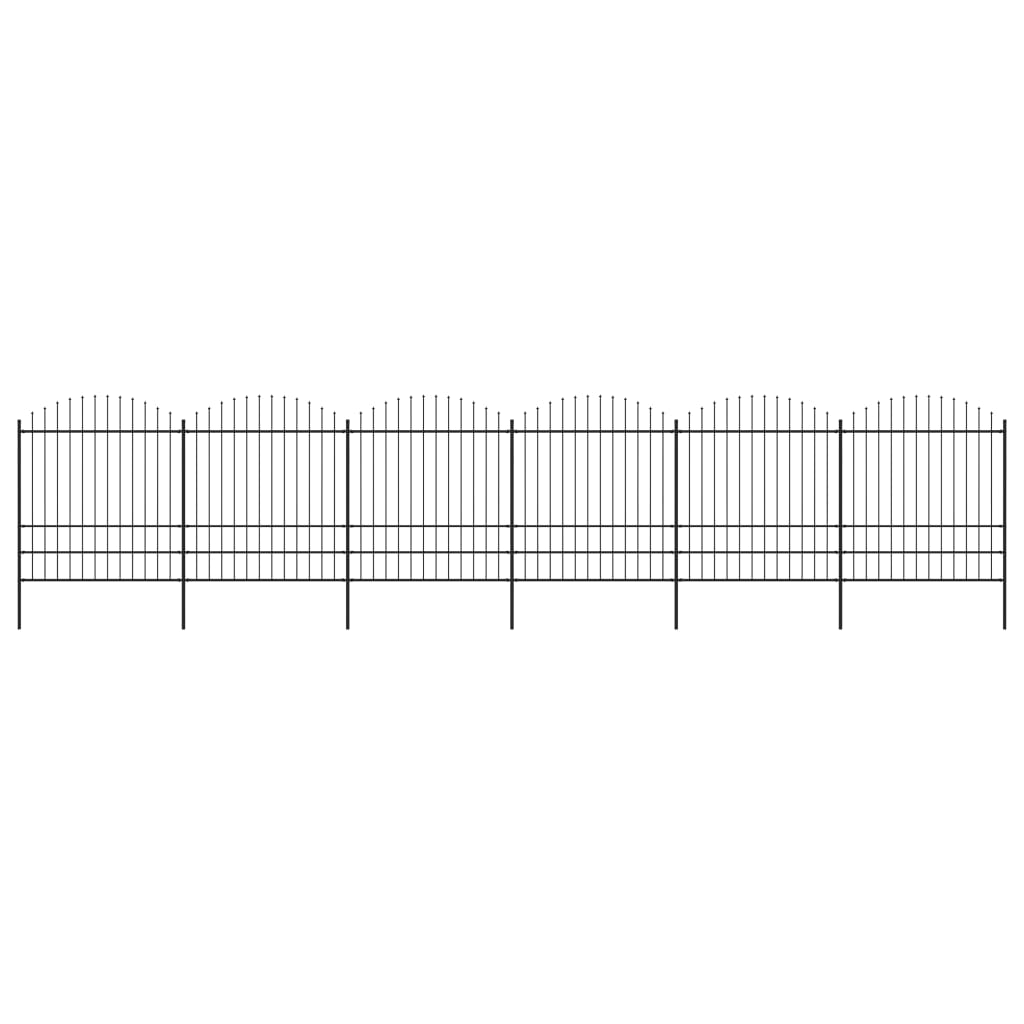 vidaXL Zahradní plot s hroty ocel (1,75–2) x 10,2 m černý