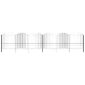 Zahradní plot s kopím nahoře ocelový 1070 x 200 cm černý - obrázek 1