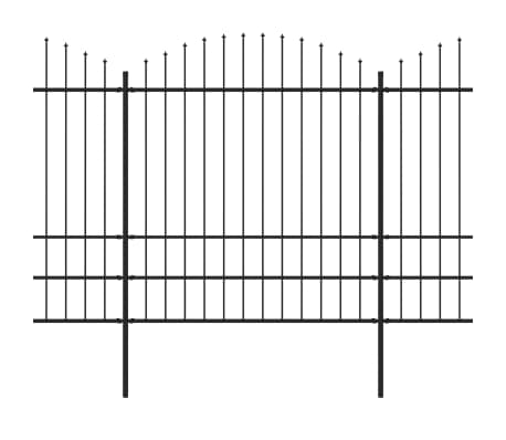 vidaXL Градинска ограда с пики, стомана, (1,75-2)x10,2 м, черна