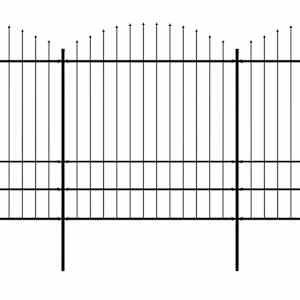 Zahradní plot s kopím nahoře ocelový 1070 x 200 cm černý - obrázek 2