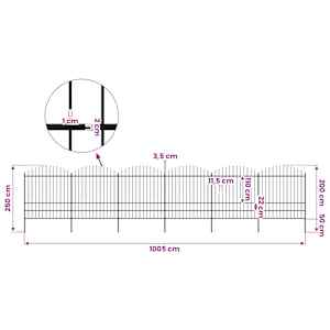 Zahradní plot s kopím nahoře ocelový 1005 x 200 cm černý - obrázek 5