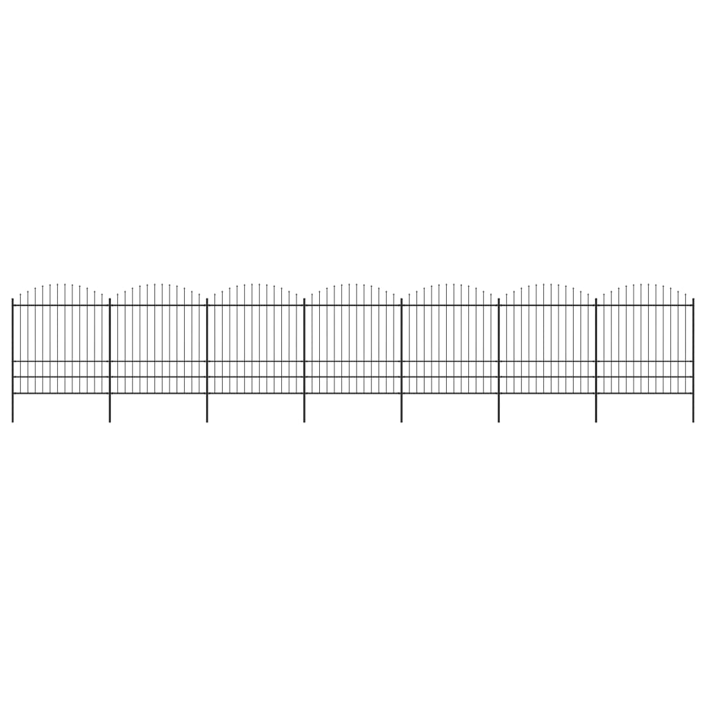 vidaXL Gard de grădină cu vârf suliță, negru, (1,75-2) x 11,9 m oțel vidaXL