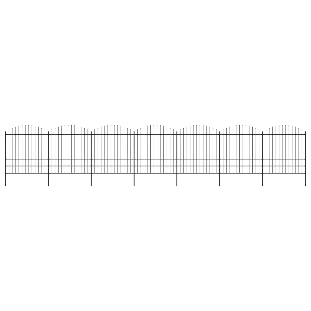 vidaXL Zahradní plot s hroty ocel (1,75–2) x 11,9 m černý