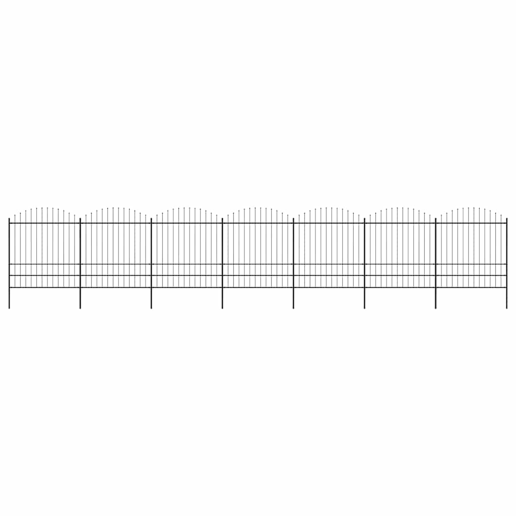 vidaXL Gartenzaun mit Speerspitzen Stahl (1,57 - 2) x 11,9 m Schwarz