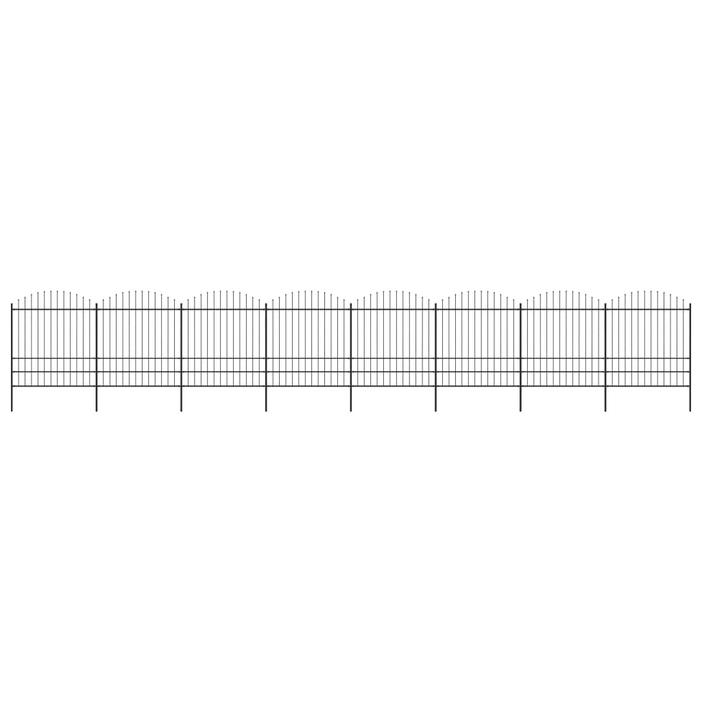 vidaXL Zahradní plot s hroty ocel (1,75–2) x 13,6 m černý