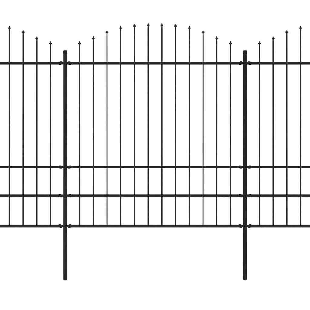 vidaXL Tuinhek met speren bovenkant (1,75-2)x13,6 m staal zwart