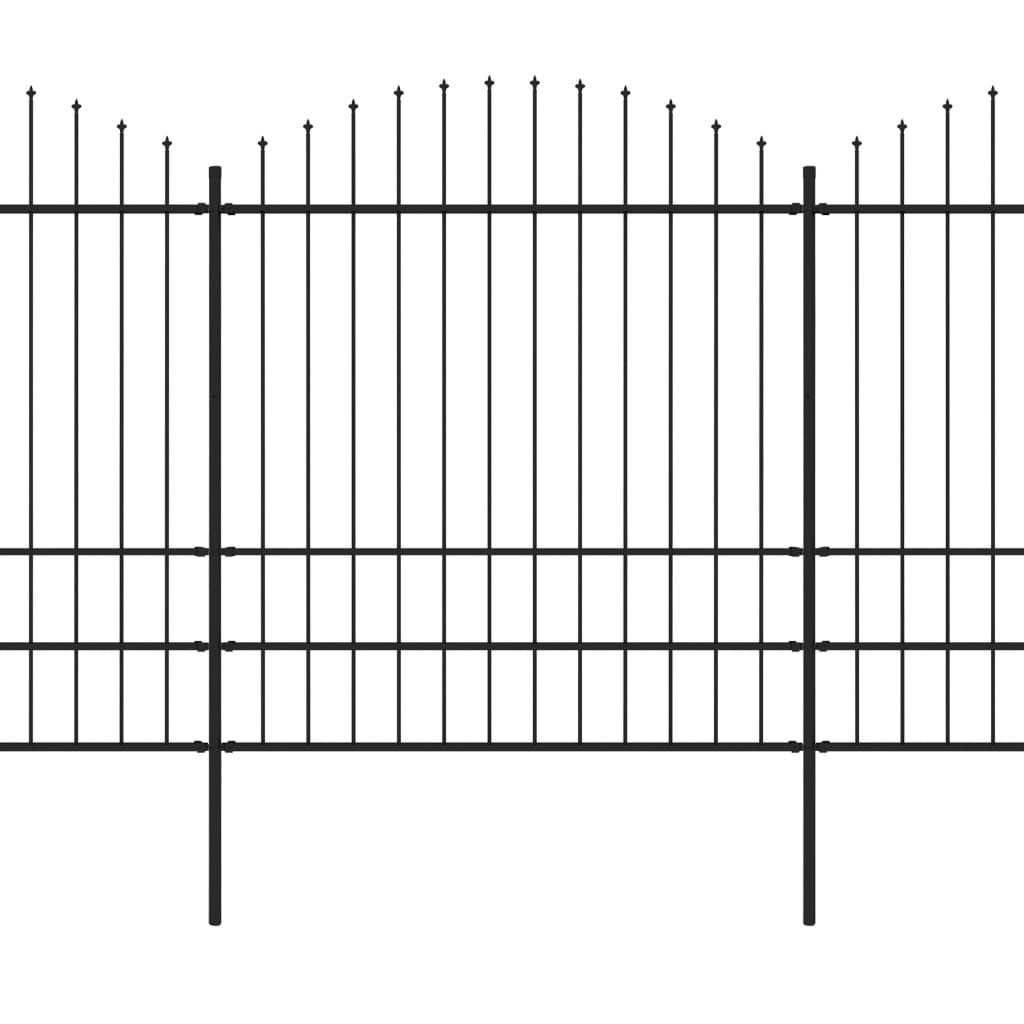 vidaXL Tuinhek met speren bovenkant (1,75-2)x13,6 m staal zwart afbeelding