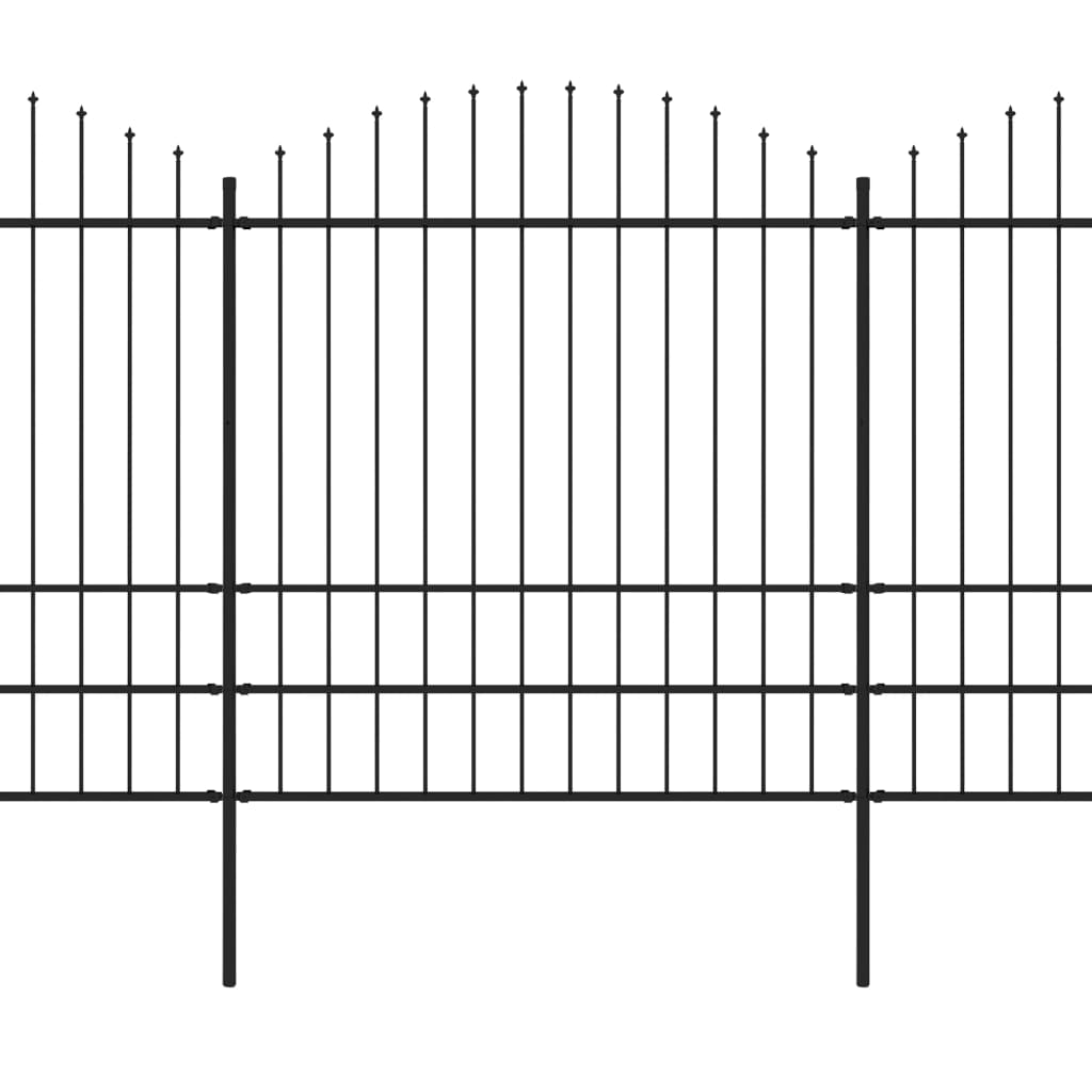 vidaXL Puutarha-aita keihäskärjillä teräs (1,75-2)x15,3 m musta