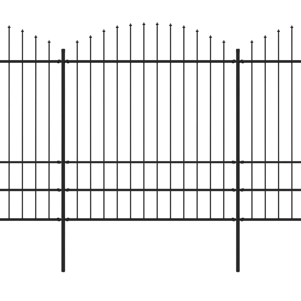 vidaXL Tuinhek met speren bovenkant (1,75-2)x15,3 m staal zwart afbeelding