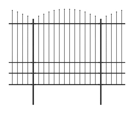 vidaXL Tuinhek met speren bovenkant (1,75-2)x15,3 m staal zwart