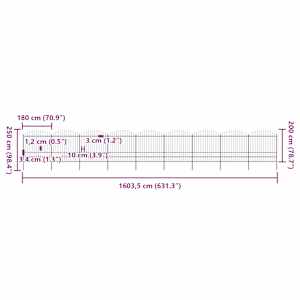 Zahradní plot s kopím nahoře ocelový 1603,5 x 200 cm černý - obrázek 5