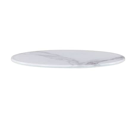 vidaXL Površina za mizo bela Ø30 cm steklo s teksturo marmorja