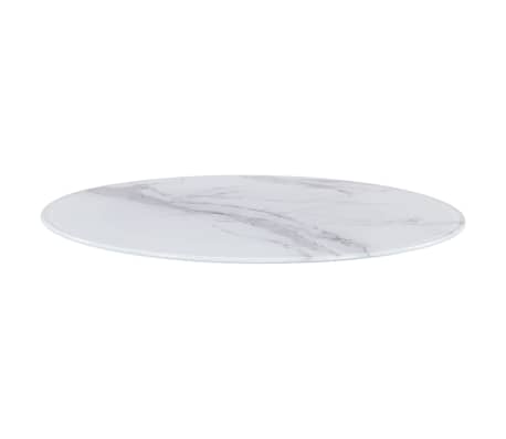 vidaXL Blat stołu, biały, Ø50 cm, szkło z teksturą marmuru