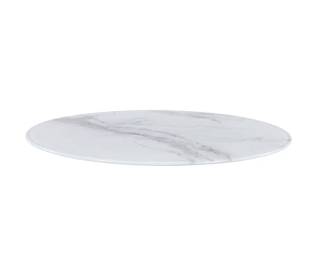 vidaXL Table Top White Ø70 cm Glass with Marble Texture