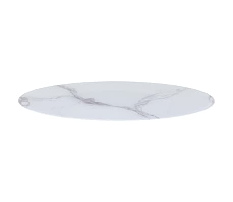 vidaXL Table Top White Ø90 cm Glass with Marble Texture