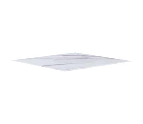 vidaXL Table Top White Square 70x70 cm Glass with Marble Texture