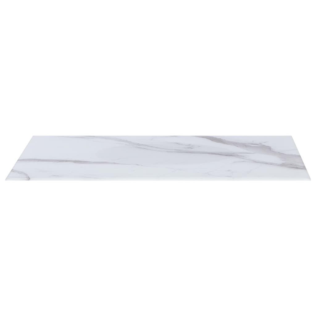 vidaXL Table Top White Square 80x80 cm Glass with Marble Texture