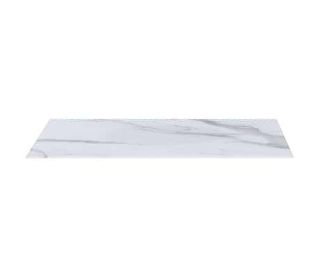 vidaXL Blat masă, alb, pătrat, 80x80 cm, sticlă cu textură de marmură