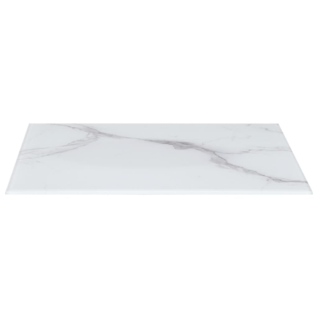 vidaXL Blat stołu, biały prostokąt 100x62 cm, szkło z teksturą marmuru