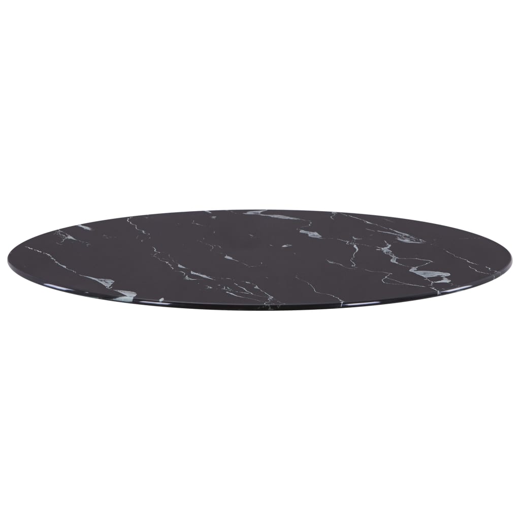 

vidaXL Tafelblad Ø50 cm glas met marmeren textuur zwart