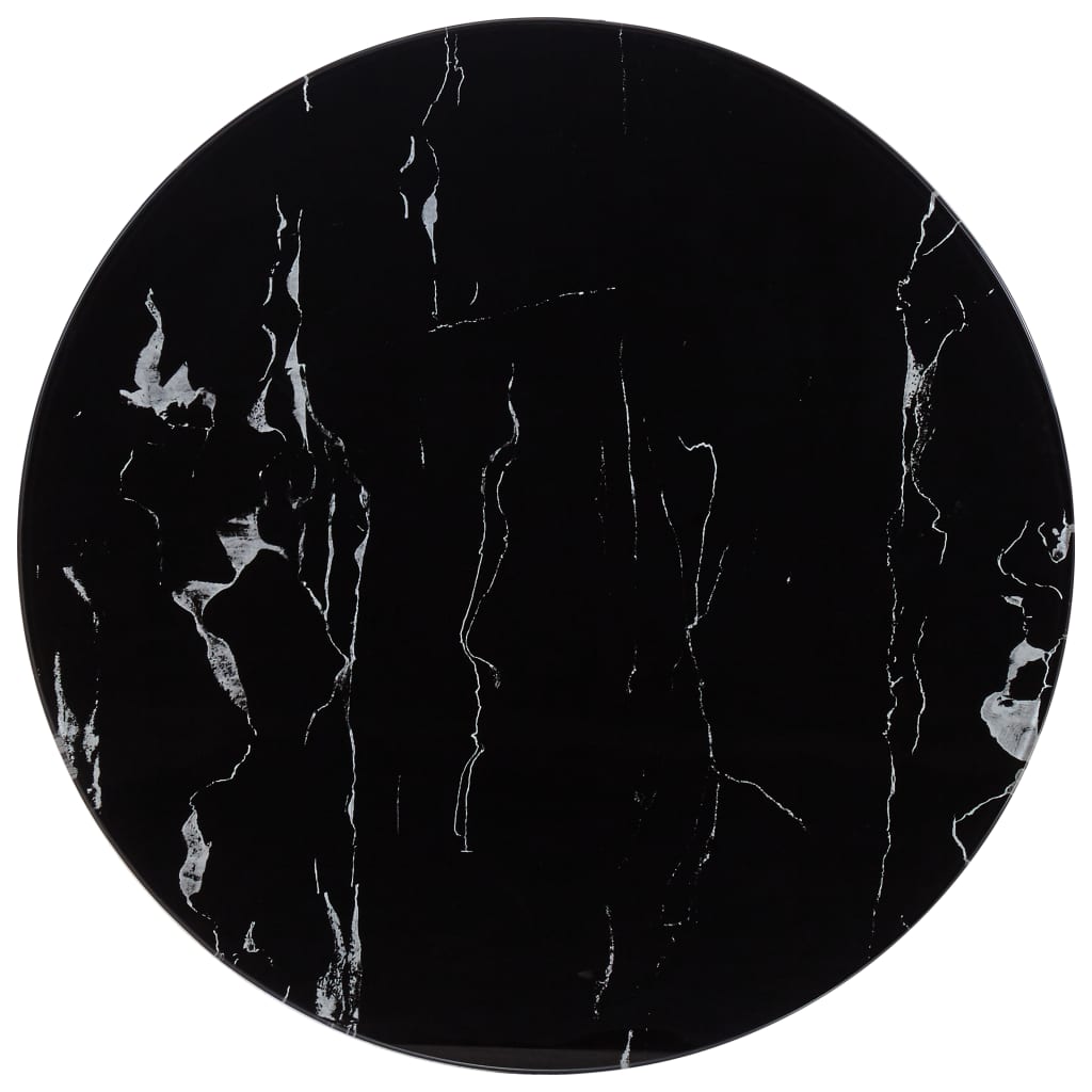 vidaXL Blat de masă, negru, Ø60 cm, sticlă cu textură de marmură