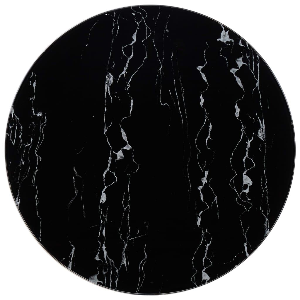vidaXL Blat de masă, negru, Ø80 cm, sticlă cu textură de marmură vidaxl.ro