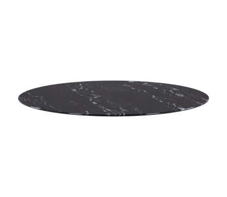 vidaXL Dessus de table Noir Ø80 cm Verre avec texture de marbre