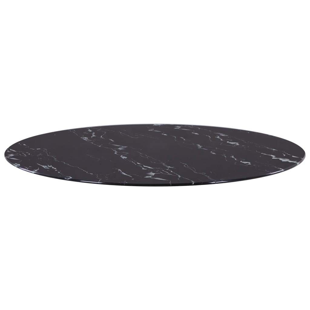 vidaXL fekete márvány textúrájú üveg asztallap Ø90 cm