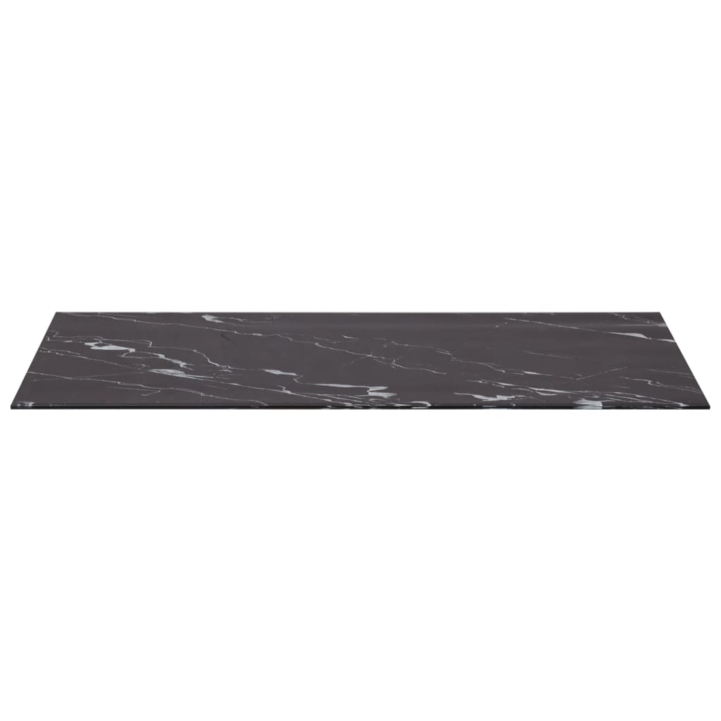 vidaXL Table Top Black Square 70x70 cm Glass with Marble Texture