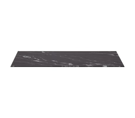 vidaXL Tablero mesa cuadrado vidrio con textura mármol negro 70x70 cm