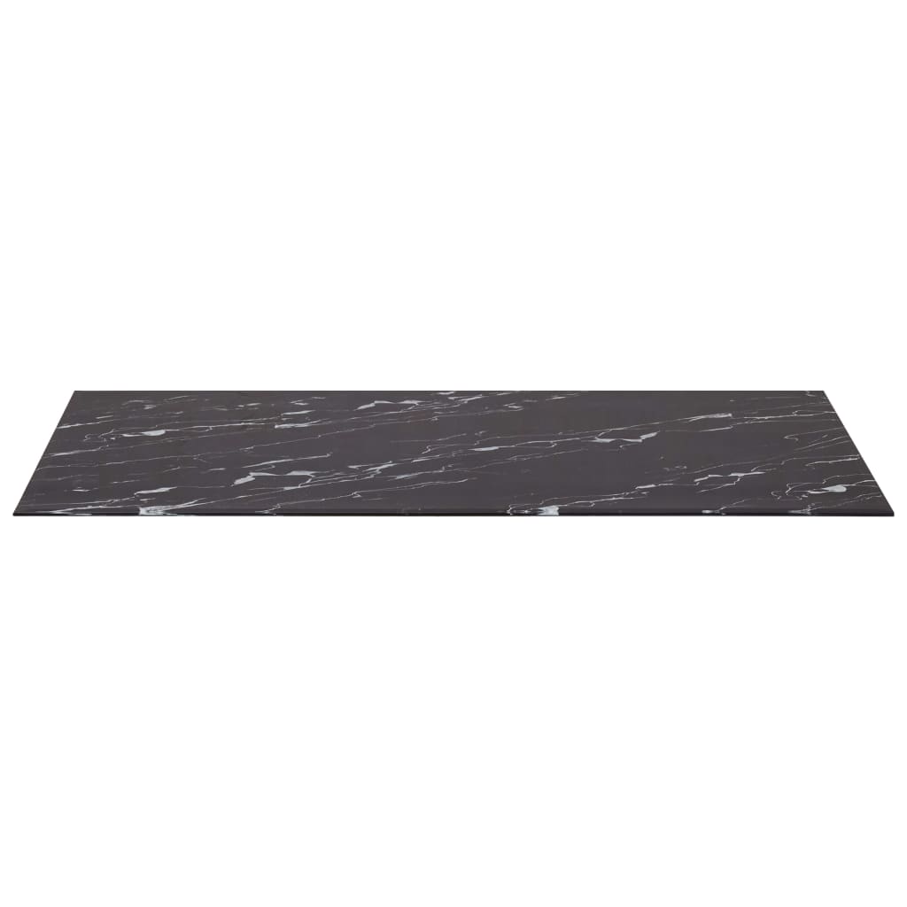 vidaXL Dessus de table Noir Carré 80x80 cm Verre et texture de marbre