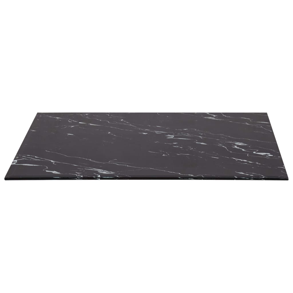 vidaXL Dessus de table Noir Rectangle 100x62 cm Verre et aspect marbre