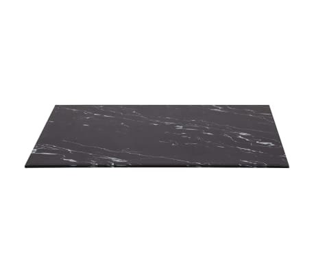 vidaXL Dessus de table Noir Rectangle 100x62 cm Verre et aspect marbre