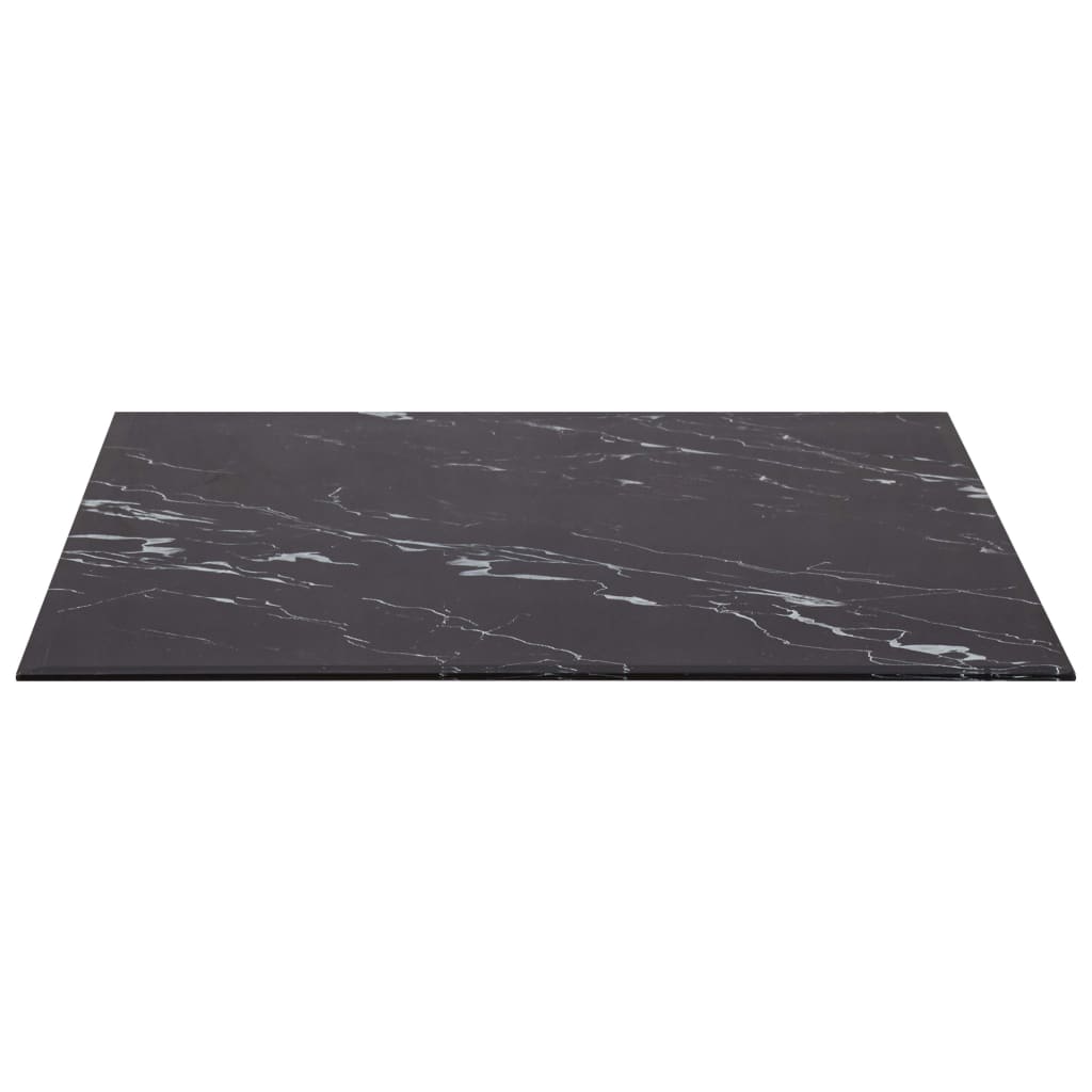 vidaXL Dessus de table Noir Rectangle 120x65 cm Verre et aspect marbre