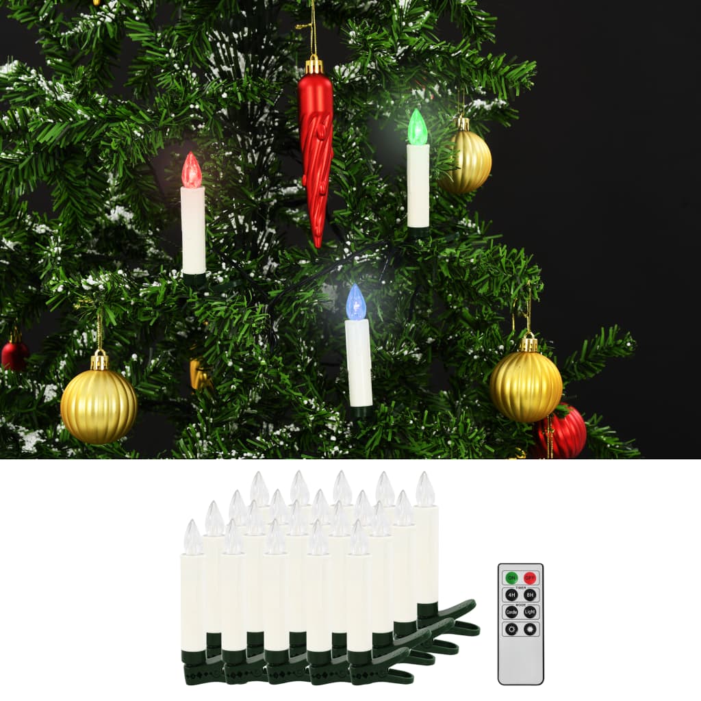 vidaXL Lumânări Crăciun LED wireless cu telecomandă 20 buc. RGB vidaXL