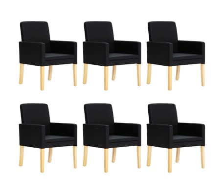 vidaXL Esszimmerstühle 6 Stk. Schwarz Kunstleder vidaXL Esszimmerstühle 6 Stk. Schwarz Kunstleder