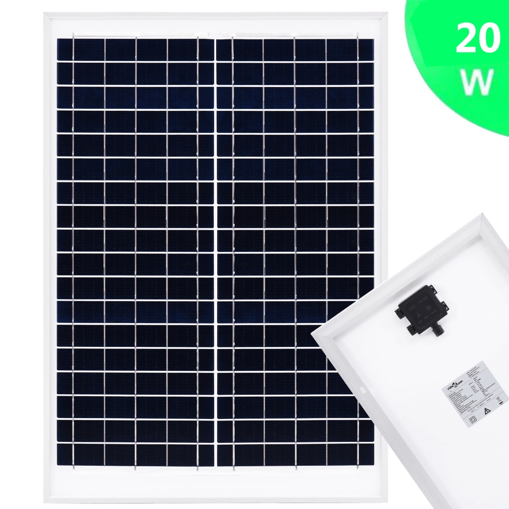 vidaXL Panou solar, 20 W, policristalin, aluminiu și sticlă securizată