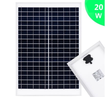 vidaXL Panel słoneczny, 20 W, polikrystaliczny, aluminium i szkło